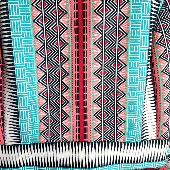 SIGNATURE by ROBBIE BEE Dress Plus Size 20W Pink Blue Womens Geometric Zip Back - Picture 2 of 7